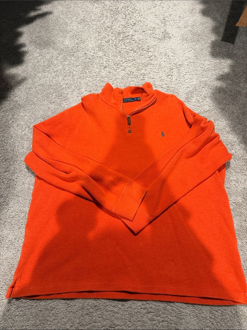 Polo by Ralph Lauren Men's Bright Orange Quarter-Zip Sweater